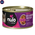 Voir l’image dans la galerie, Nulo Freestyle - Chat & Chaton Boeuf et Truite Arc-en-Ciel Éffilochés en Sauce - Nourriture Humide Sans Grains pour Chats