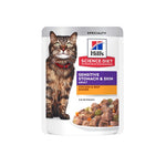 Voir l’image dans la galerie, Hill's Science Diet - Chat Adulte Estomac et Peau Sensible Poulet et Boeuf - Garniture ou Nourriture Humide pour Chats en Sachet