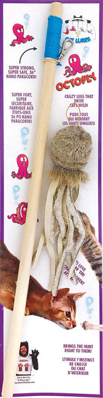 Voir l’image dans la galerie, Cat Lures - Tige Agace-Chat en Bois avec Pieuvre, 52" - Jouet pour Chats