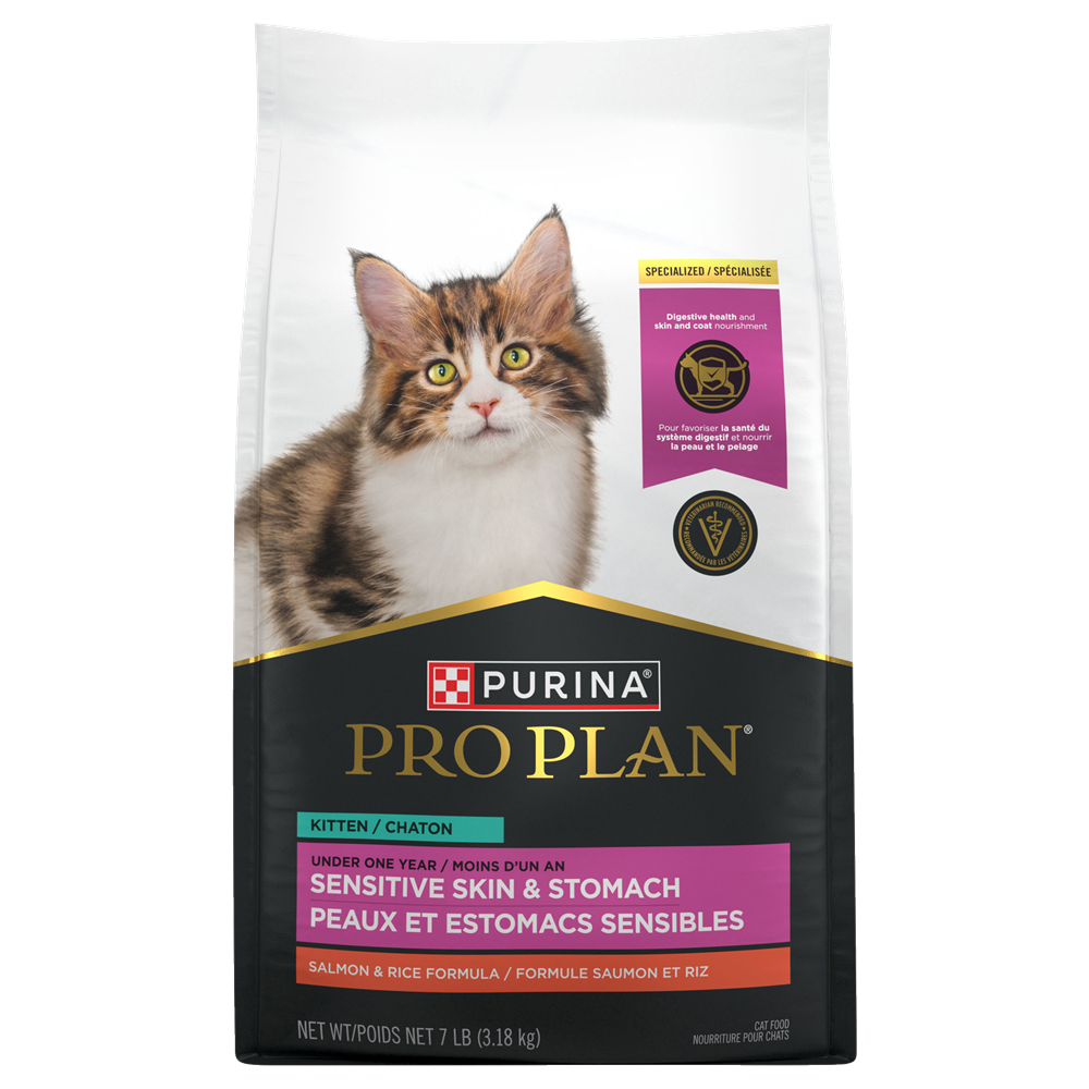 Pro Plan - Peaux et Estomacs Sensibles, Saumon et Riz - Nourriture Sèche pour Chatons