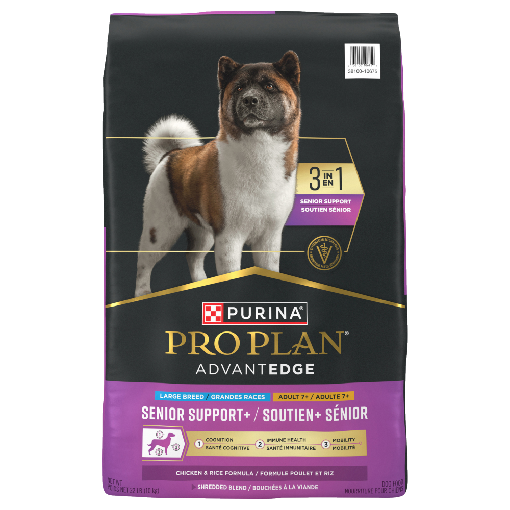 Purina Pro Plan AdvantEdge - Support+ Poulet et Riz - Nourriture Sèche pour Chiens Seniors de Grandes Races