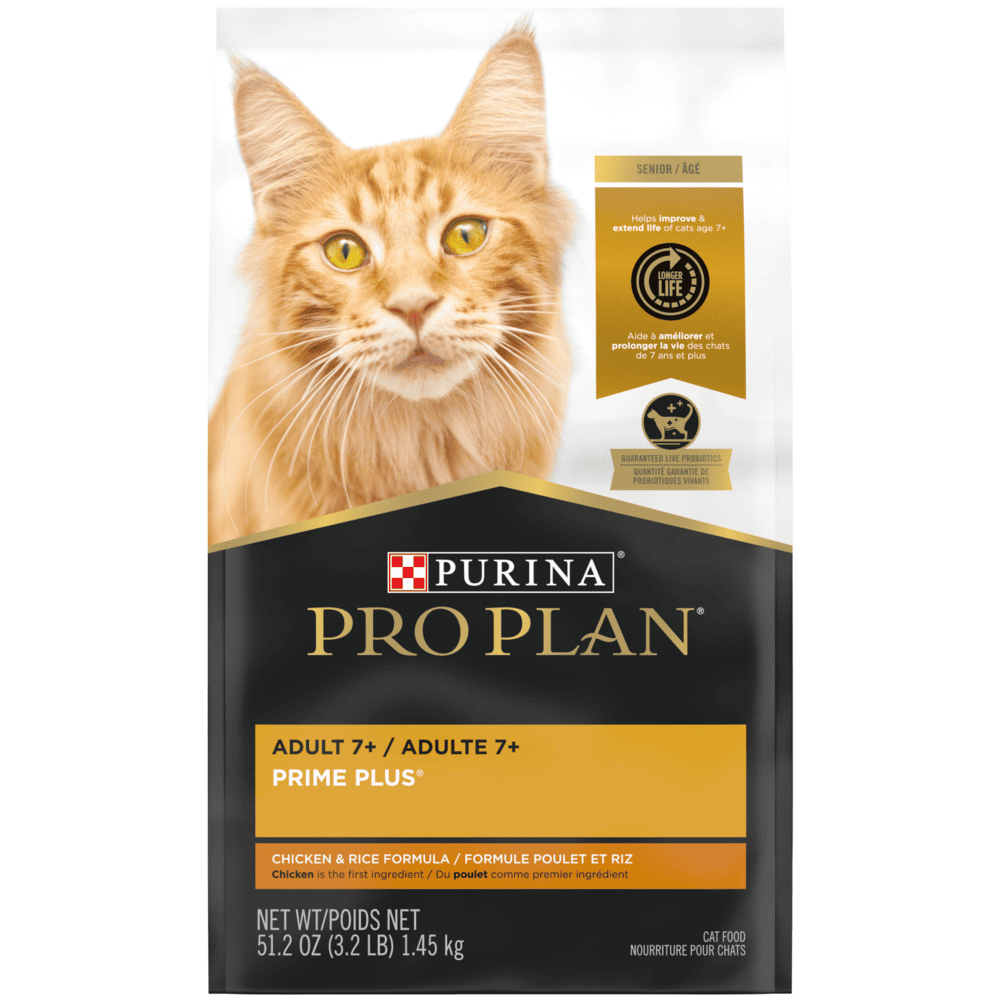 Pro Plan - Prime Plus, Poulet & Riz - Nourriture Sèche pour Chats Adultes 7+ Ans