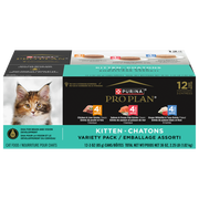Purina Pro Plan - Chaton Assortiment de Pâté Poulet et Foie, Pâté Saumon et Poisson de Mer, Poisson Blanc et Thon Émietté - Multipak de 12 x 85 g - Nourriture Humide pour Chats