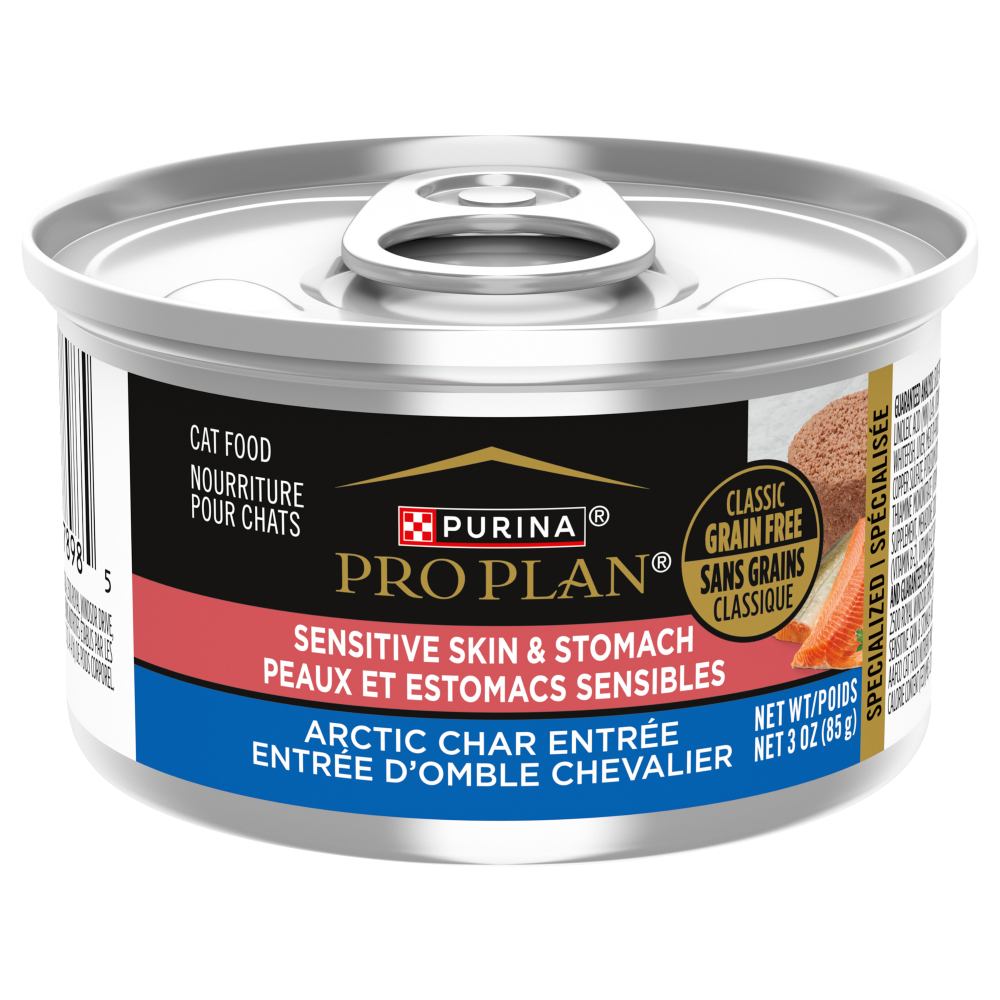 Purina Pro Plan Classique - Peaux et Estomacs Sensibles - Entrée d'Omble Chevalier - Nourriture Humide Sans Grains pour Chats