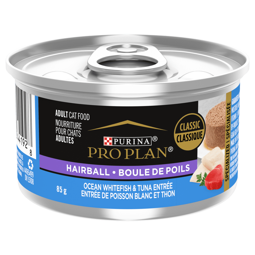Purina Pro Plan Classique - Boule de Poils - Entrée de Poisson Blanc et Thon - Nourriture Humide pour Chats Adultes