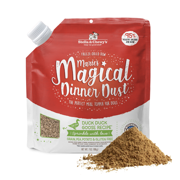 Stella & Chewy's Marie's Magical Dinner Dust - Canard et d'Oie - Complément Alimentaire Lyophilisée Sans Grains pour Chiens en Pochette