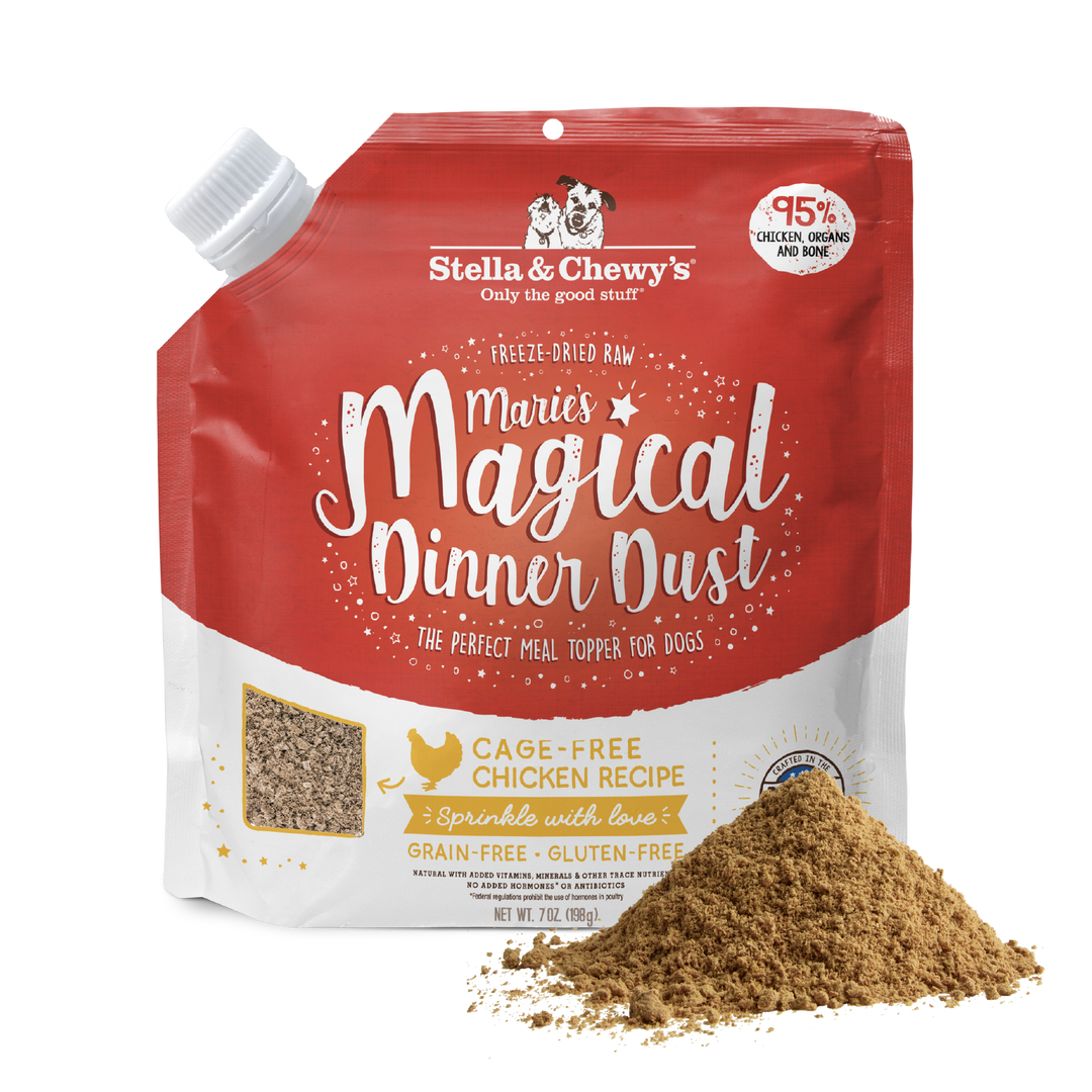 Stella & Chewy's Marie's Magical Dinner Dust - Chien Poulet Élevé en Liberté - Garniture Lyophilisée Sans Grains pour Chiens en Pochette