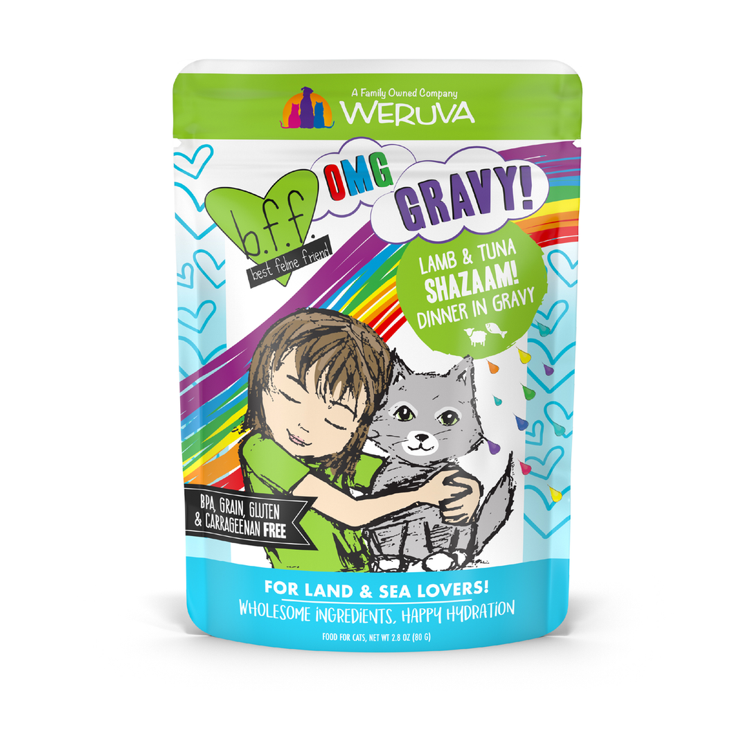Weruva Best Fido Friend Oh My Gravy! - Shazaam! - Agneau et Thon en Sauce - Nourriture Humide Sans Grains pour Chats en Sachet