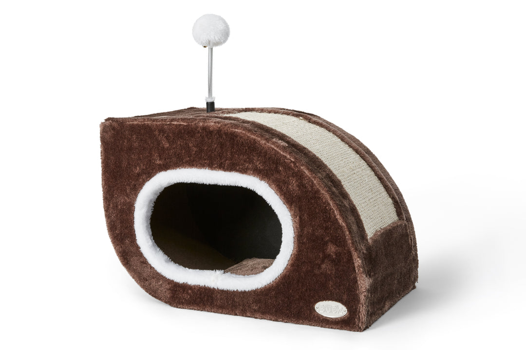 BüD'z - Station de Jeu Abris Escargot et Boite à Gratter pour Chats (45 x 26 x 30 cm)