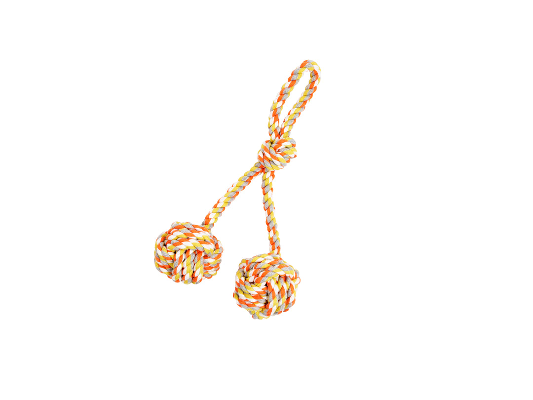 BüD'z - Jouet de Corde avec Double Pomme De Touline et Boucle pour Chiens, 40 cm