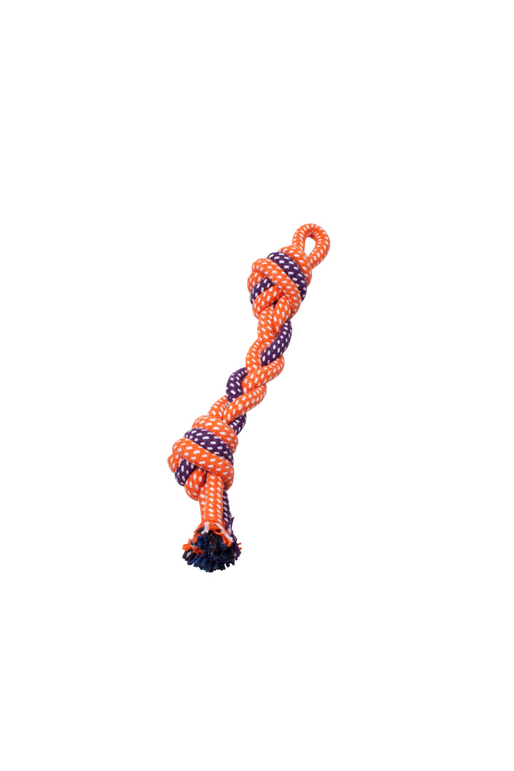 BüD'z - Jouet de Corde Tressé avec 2 Noeuds et Boucle pour Chiens, 28.75 cm