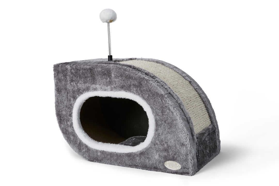 BüD'z - Station de Jeu Abris Escargot et Boite à Gratter pour Chats (45 x 26 x 30 cm)