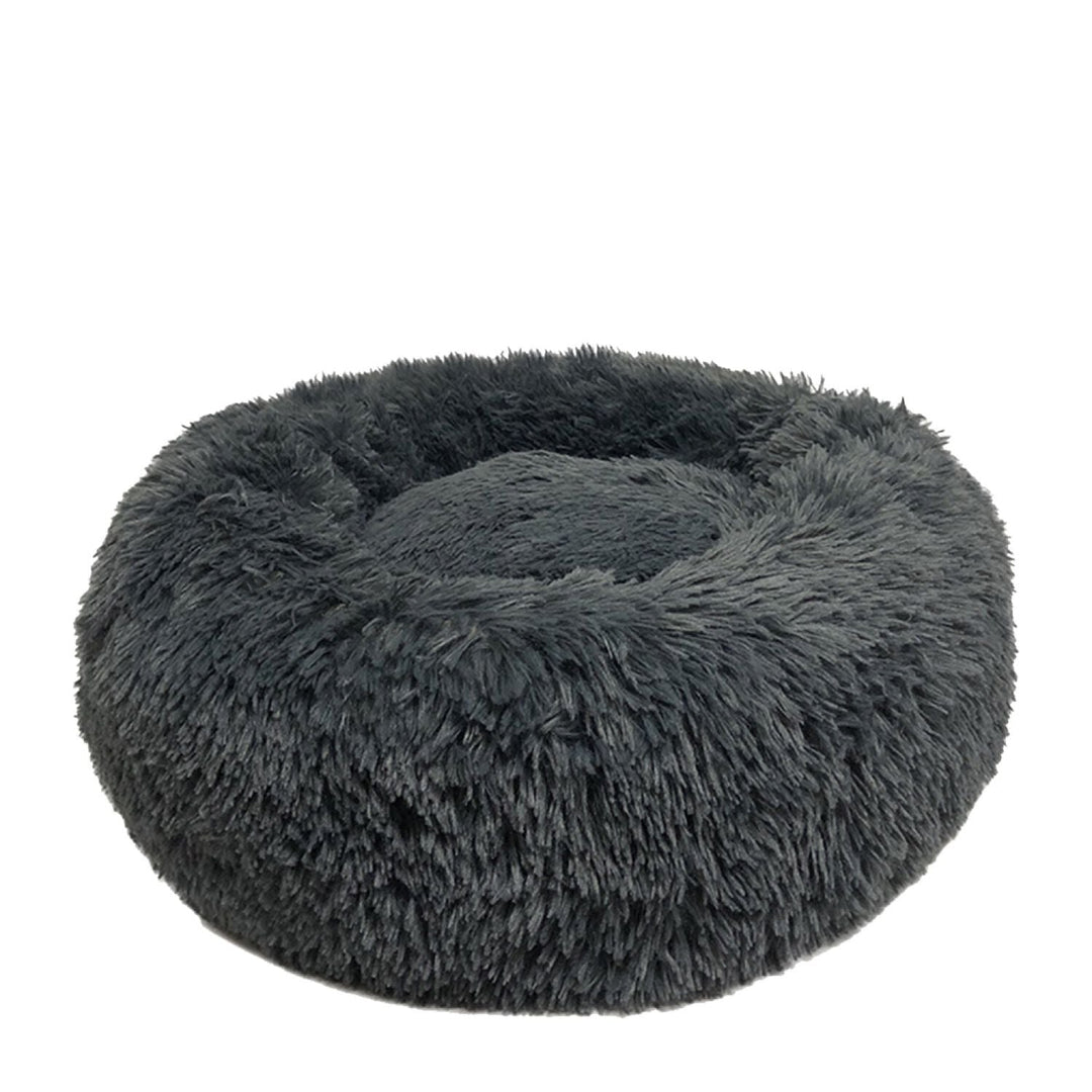 CLOE CLUZO Lit De Luxe Rond en Peluche 33" Gris Foncé