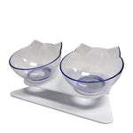 Voir l’image dans la galerie, CLOE CLUZO Chat Bol Double Ergonomique Blanc/Transparent