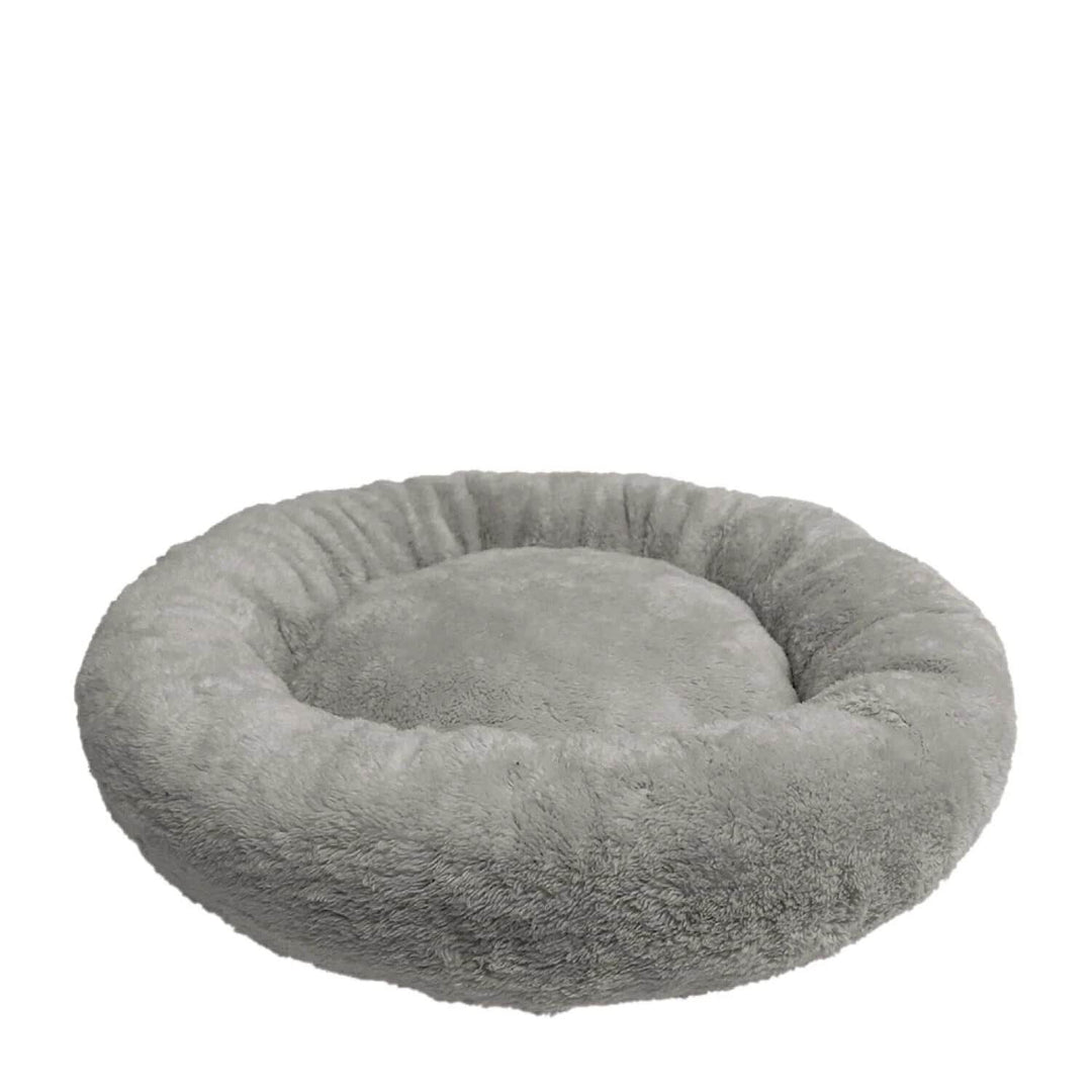 CLOE CLUZO Lit Rond en Peluche 20" Gris Pâle