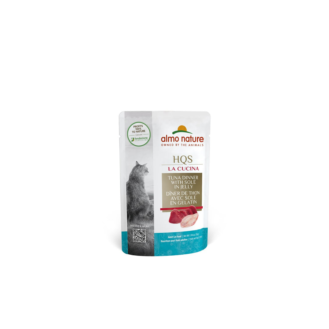 Almo Nature HQS La Cucina - Chat Thon avec Sol en Gelatin - Nourriture Humide pour Chats en Pochette