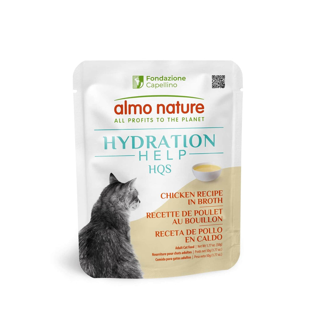 Almo Nature HQS Hydratation Help - Poulet au Bouillon - Nourriture Humide pour Chats Adultes en Sachet