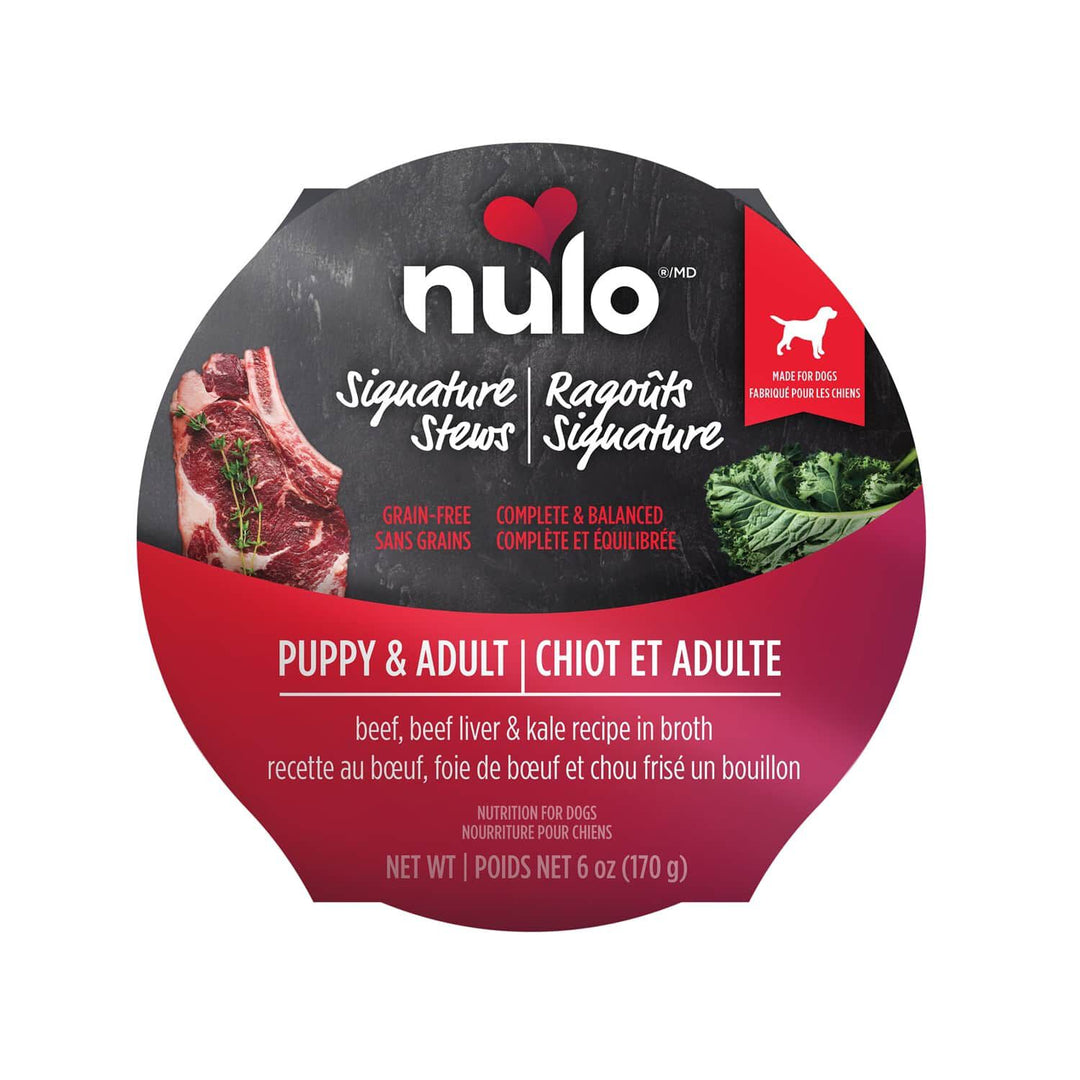 Nulo Signature Stews - Boeuf, Foie de Boeuf et Chou Kale en Bouillon - Nourriture Humide Sans Grains pour Chiens