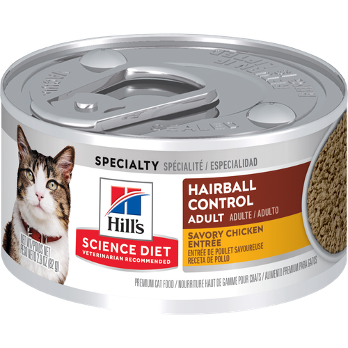 Hill's Science Diet - Chat Adulte Contrôles des Boules de Poils Pâté de Poulet - Nourriture Humide pour Chats