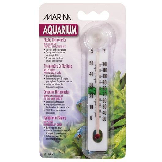 Marina - Thermomètre à Cristaux Liquides avec Ventouse - Thermomètre pour Aquariums