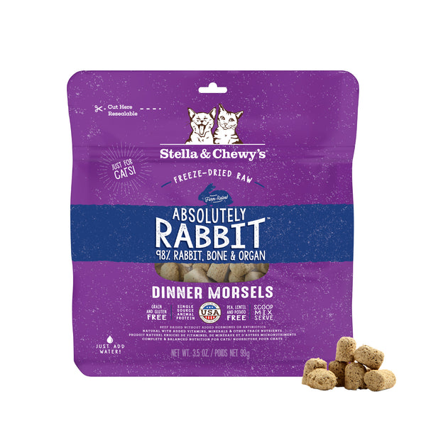 Stella & Chewy's Lyophilisé - Morceaux Lapin - Nourriture Sèche Sans Grains pour Chats