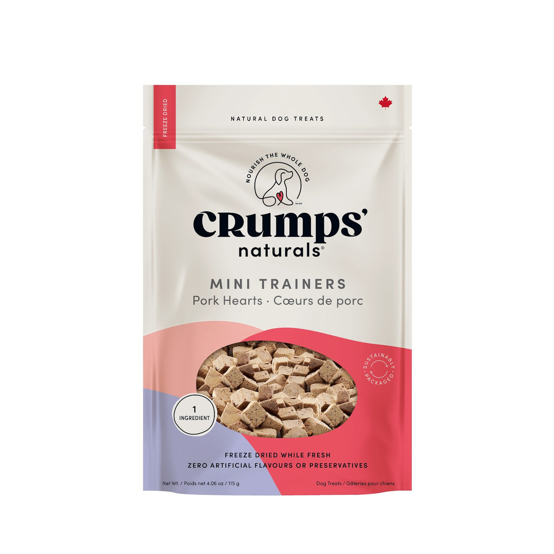 CRUMPS' NATURALS Gâteries Chien Mini Bouchées Coeurs de Porc 115g