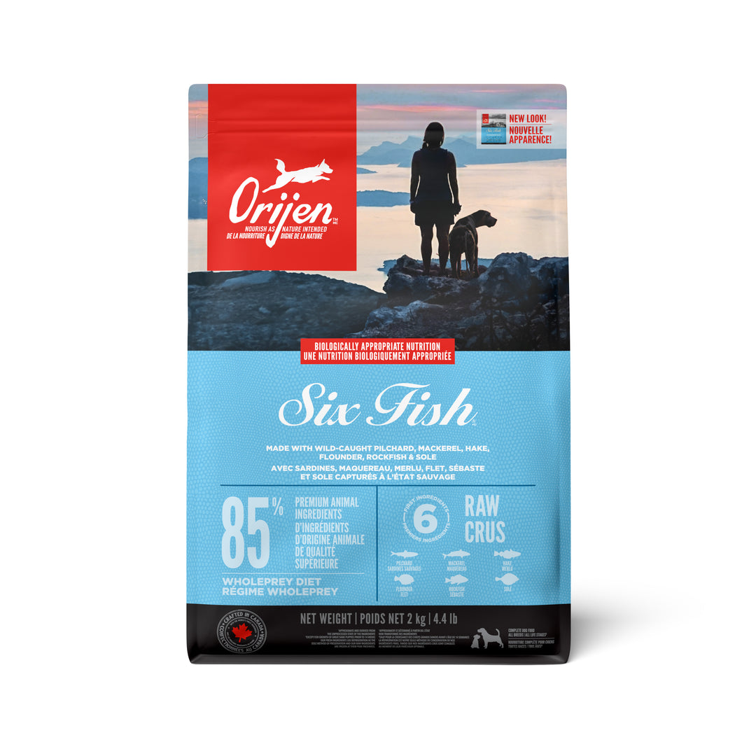 Orijen - Six Fish (Sardines, Maquereau, Merlu, Flet, Sébaste et Sol) - Nourriture Sèche Sans Grains pour Chiens