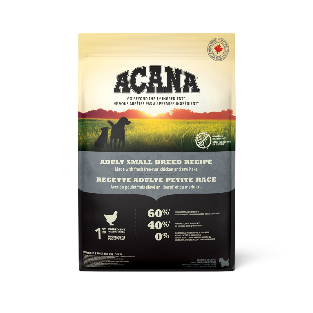 Acana Héritage - Poulet Frais Élevé en Liberté et Merlu - Nourriture Sèche Sans Grains pour Chiens Adultes de Petites Races