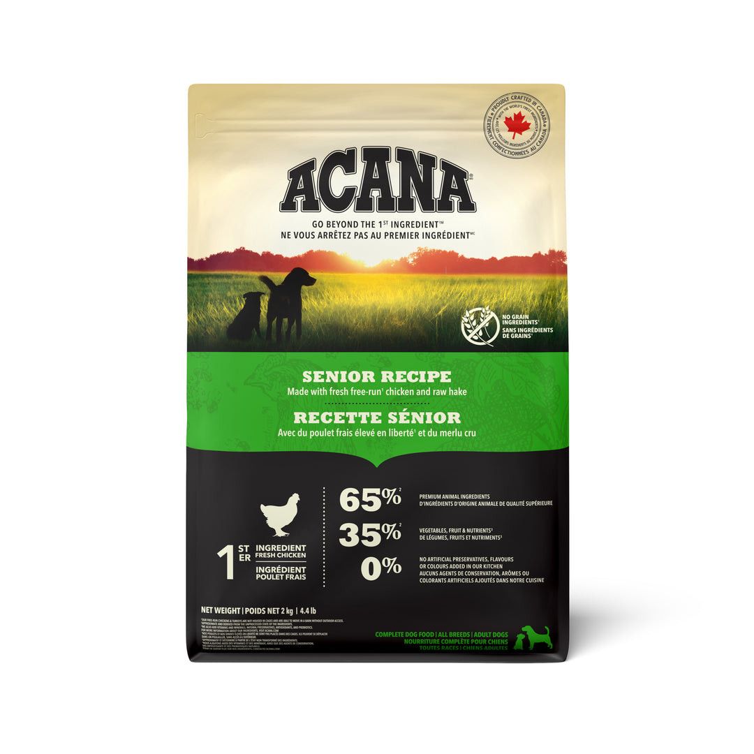 Acana Héritage - Poulet Frais Élevé en Liberté et Merlu - Nourriture Sèche Sans Grains pour Chiens Seniors