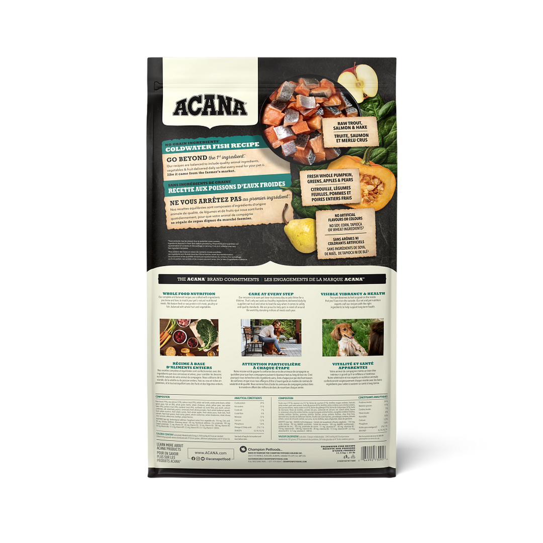 Acana Héritage - Poissons d'Eaux Froides (Truite, Saumon et Merlu) - Nourriture Sèche Sans Grains pour Chiens Adultes