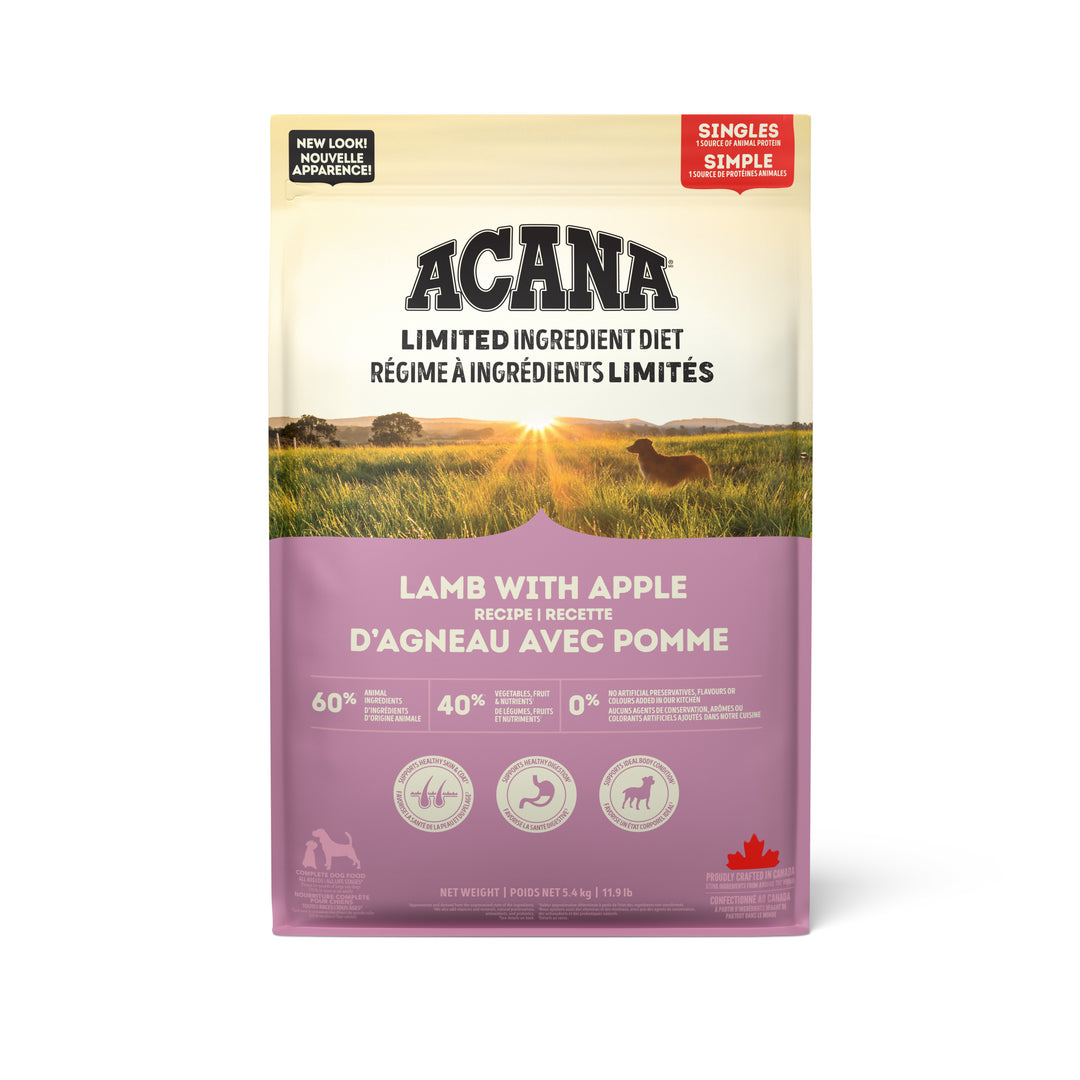 Acana Singles - Agneau et Pomme - Nourriture Sèche Sans Grains à Ingrédients Limités pour Chiens