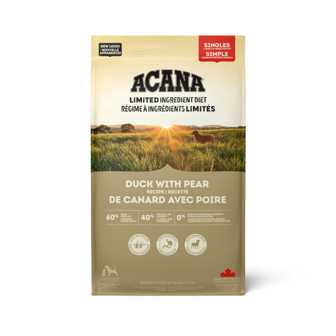 Acana Singles - Canard et Poire - Nourriture Sèche Sans Grains à Ingrédients Limités pour Chiens