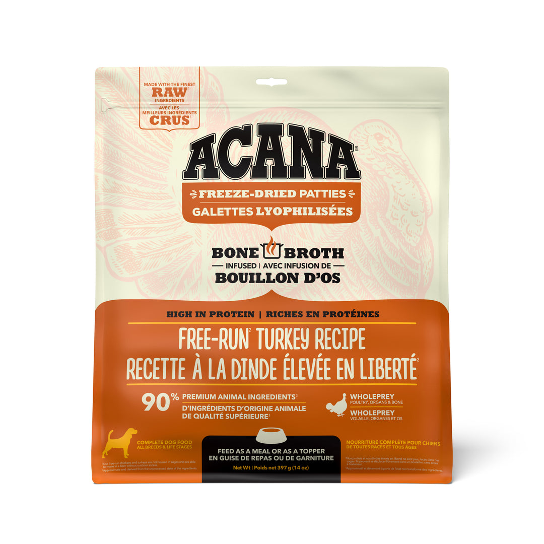 Acana Lyophilisé - Galettes à la Dinde - Nourriture Proteinée Sans Grains pour Chiens