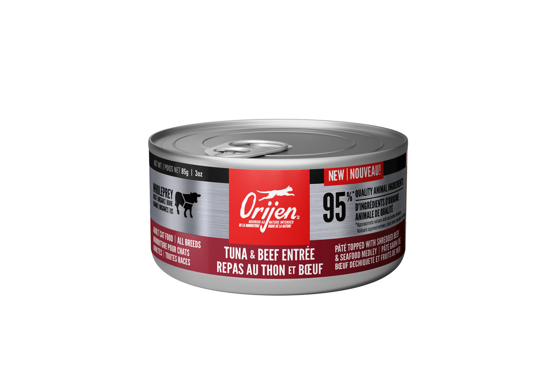 Orijen - Thon et Boeuf - Pâté Garni de Boeuf Déchiqueté et Fruits de Mer - Nourriture Humide Sans Grains pour Chats Adultes