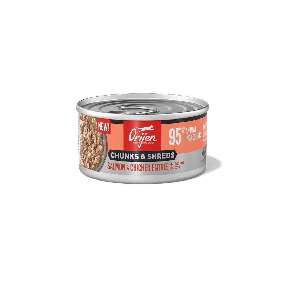 Orijen Morceaux et Effilochés - Saumon et Poulet - Nourriture Humide Sans Grains pour Chats Adultes