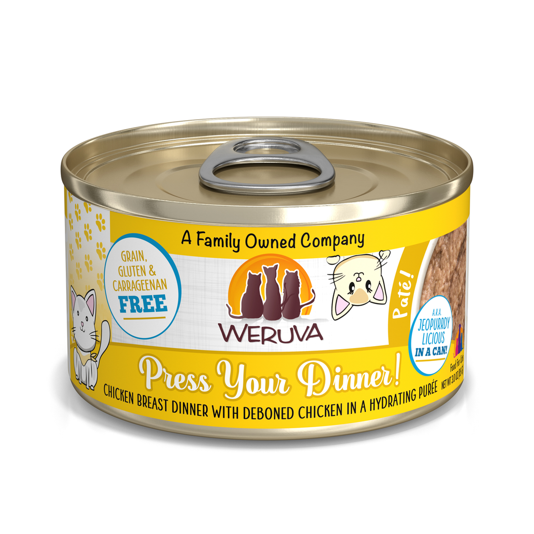 Weruva Classic - Press Your Dinner! - Pâté de Poulet dans une Purée Hydratante - Nourriture Humide Sans Grains pour Chats