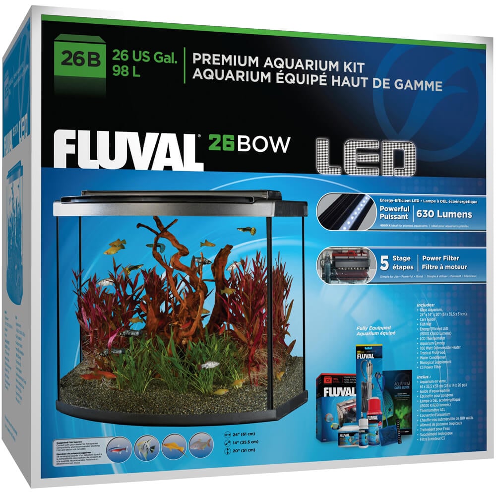 *FLUVAL 26 Bow Aquarium Équipé/DEL 26G