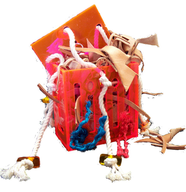 FUNMAX Jouet Oiseaux Boîte Cuir en Folie 6x6"
