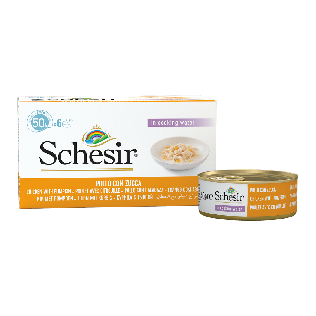 Schesir - Poulet et Citrouille dans l'Eau de Cuisson - Nourriture Humide pour Chats