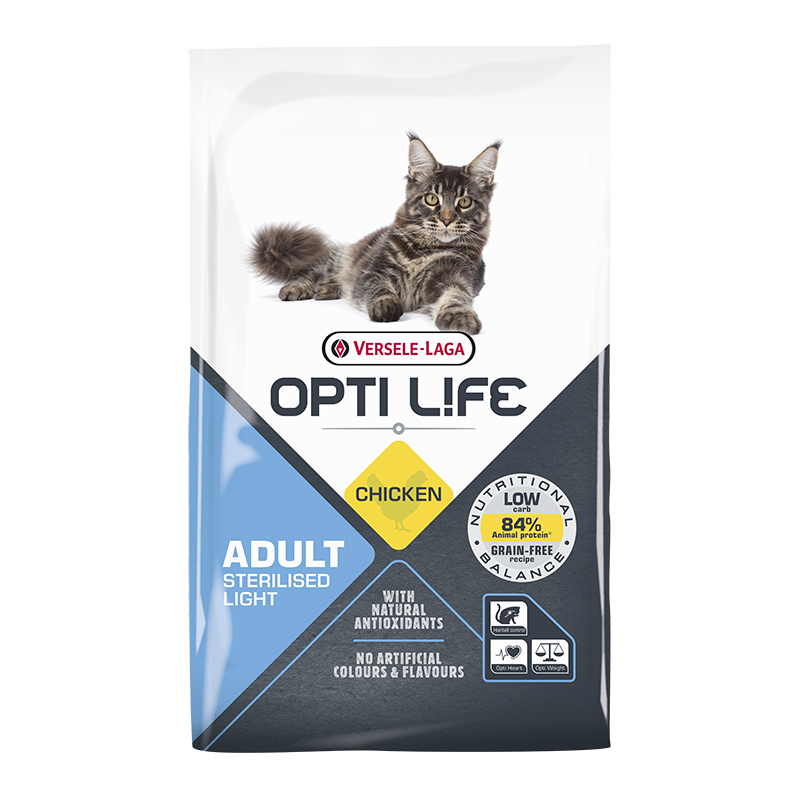 Opti Life - Chat Adulte Stérilisé et Lèger Poulet - Nourriture Sèche pour Chats