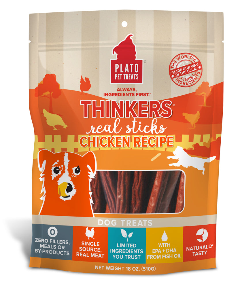 PLATO Thinkers Gâteries Chien Bâtons de Poulet 510g