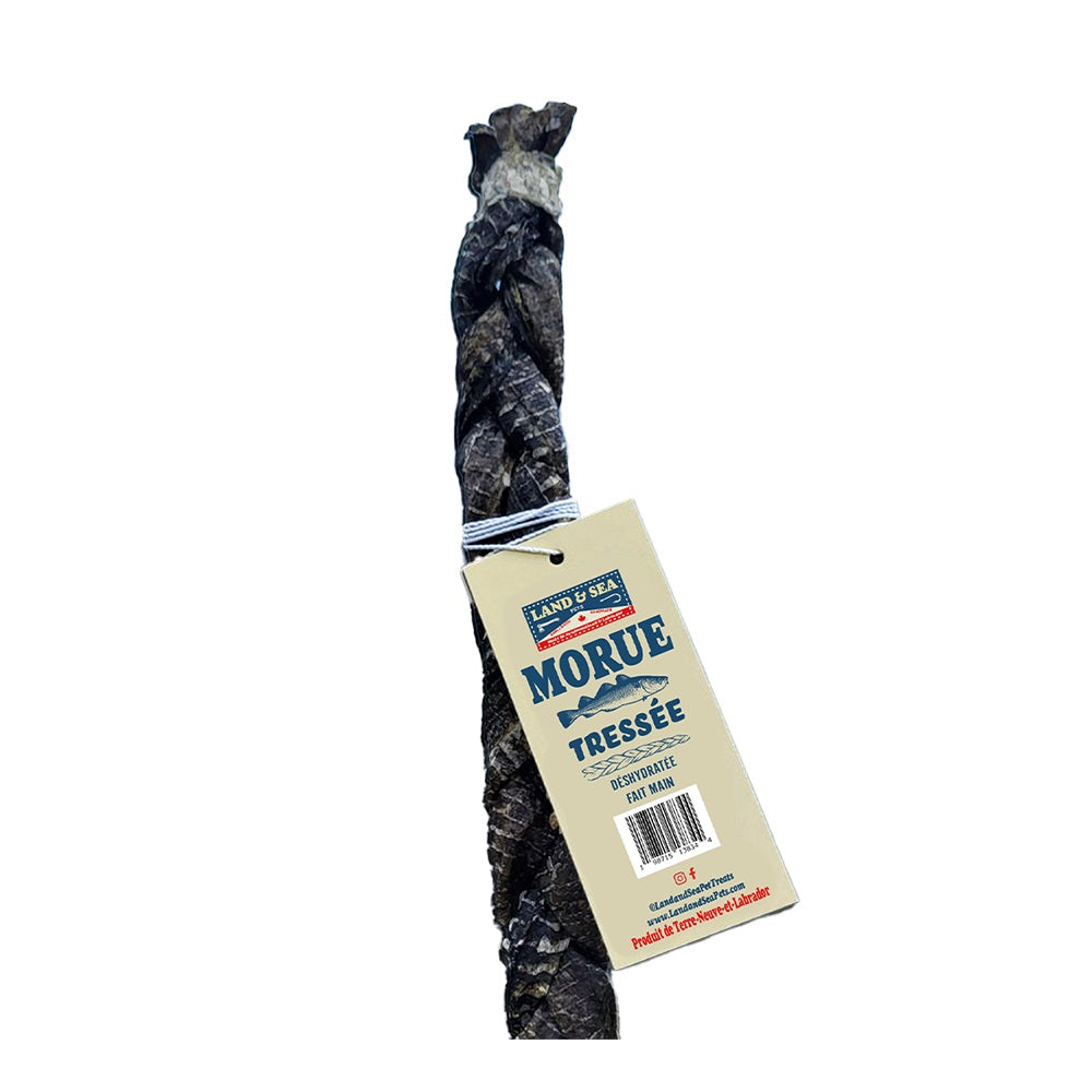 LAND & SEA Gâteries Chien Peau de Morue Tressé 12"