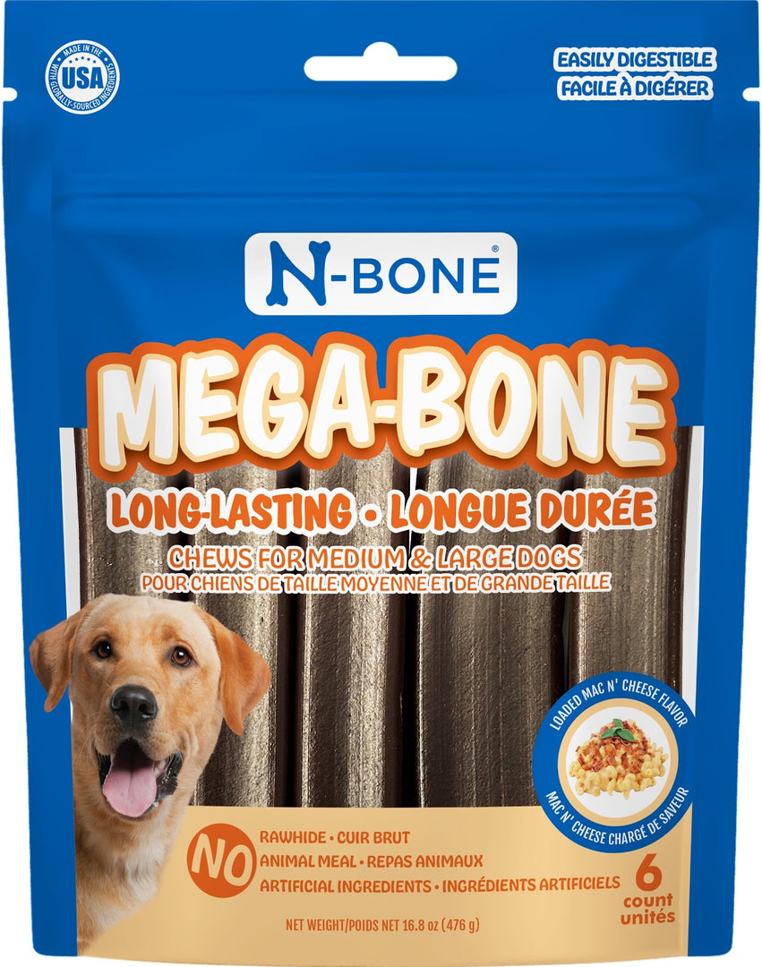 N-BONE Mega-Bone Gâteries Chien Bâtonnets Mac N' Cheese 476g