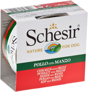 Schesir - Chien Adulte Gelée de Filets de Poulet avec Boeuf - Nourriture Humide Sans Grains pour Chiens