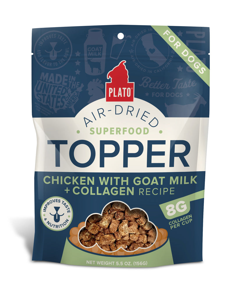 PLATO Gâteries Chien Topper Poulet, Lait Chèvre & Collagène 156g
