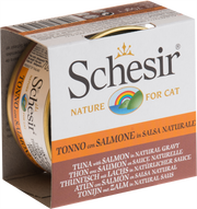 Schesir - Chat Adulte Thon et Saumon en Sauce Naturelle - Nourriture Humide pour Chats
