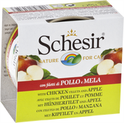 Schesir - Chat Adulte Poulet et Morceaux de Pomme - Nourriture Humide pour Chats