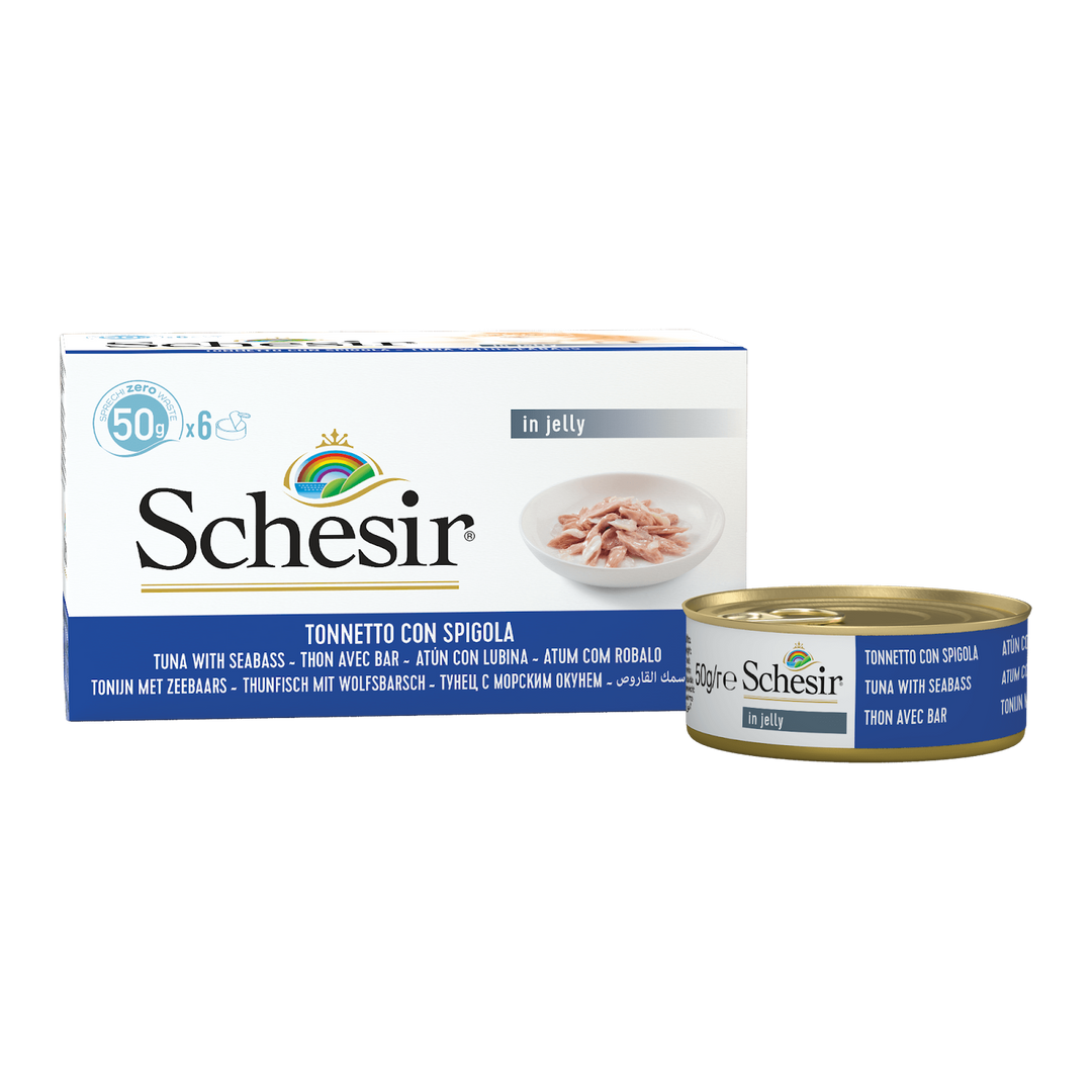 Schesir - Thon et Bar en Gelée - Nourriture Humide pour Chats
