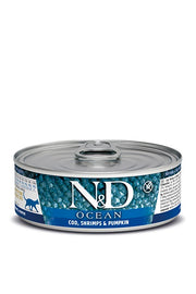 N&D OCÉAN Chat Morue, Crevette & Citrouille SG 70g
