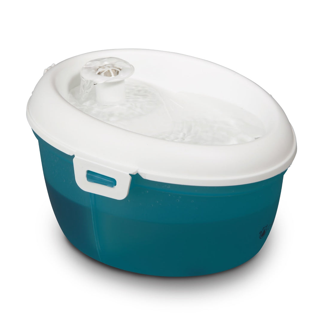 H2O Abreuvoir Fontaine Chat 1.2L Blanc & Bleu-Vert